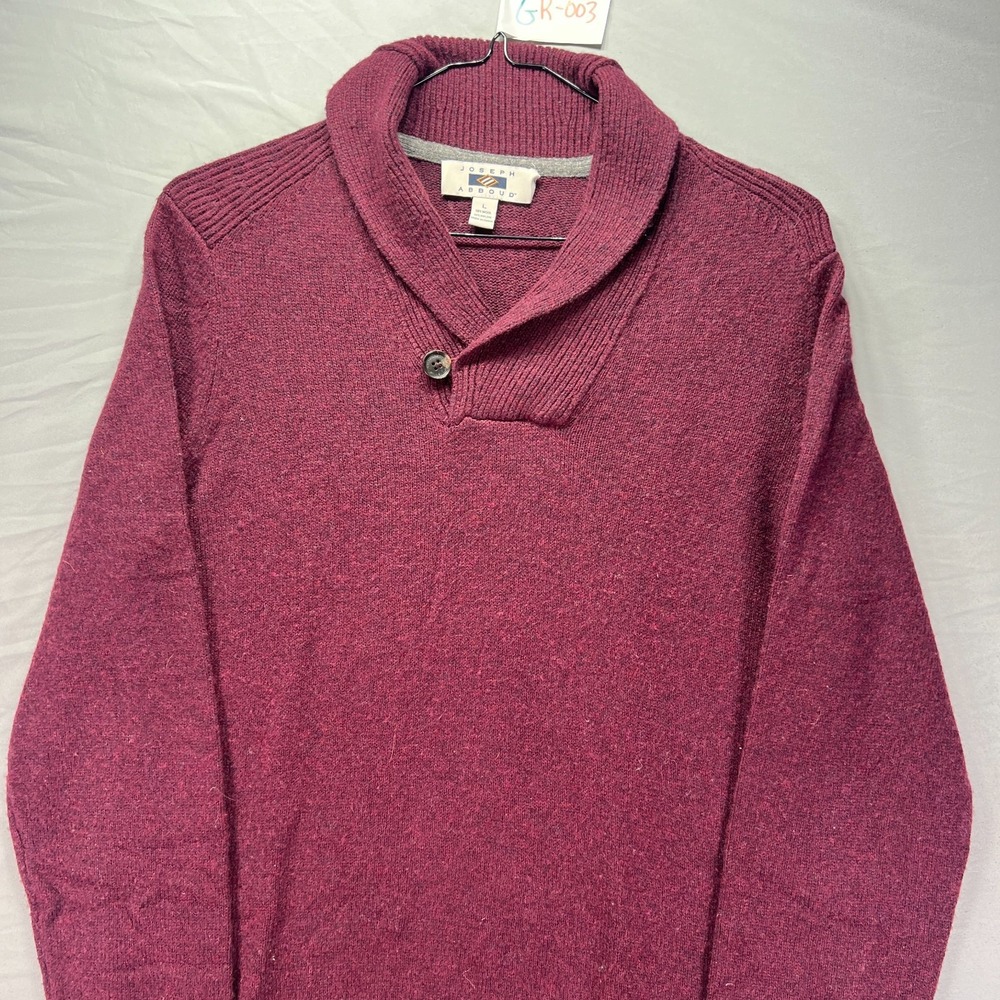 Joseph Abboud Sweater Men Large Wool Nylon Shawl Cowl Pullover Red Blend Grandpa